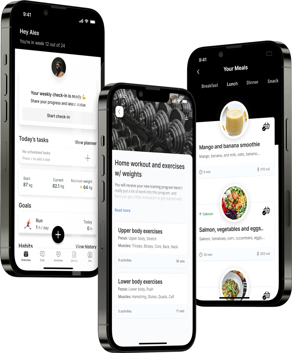 A mockup of the coaching app showcasing the features.
